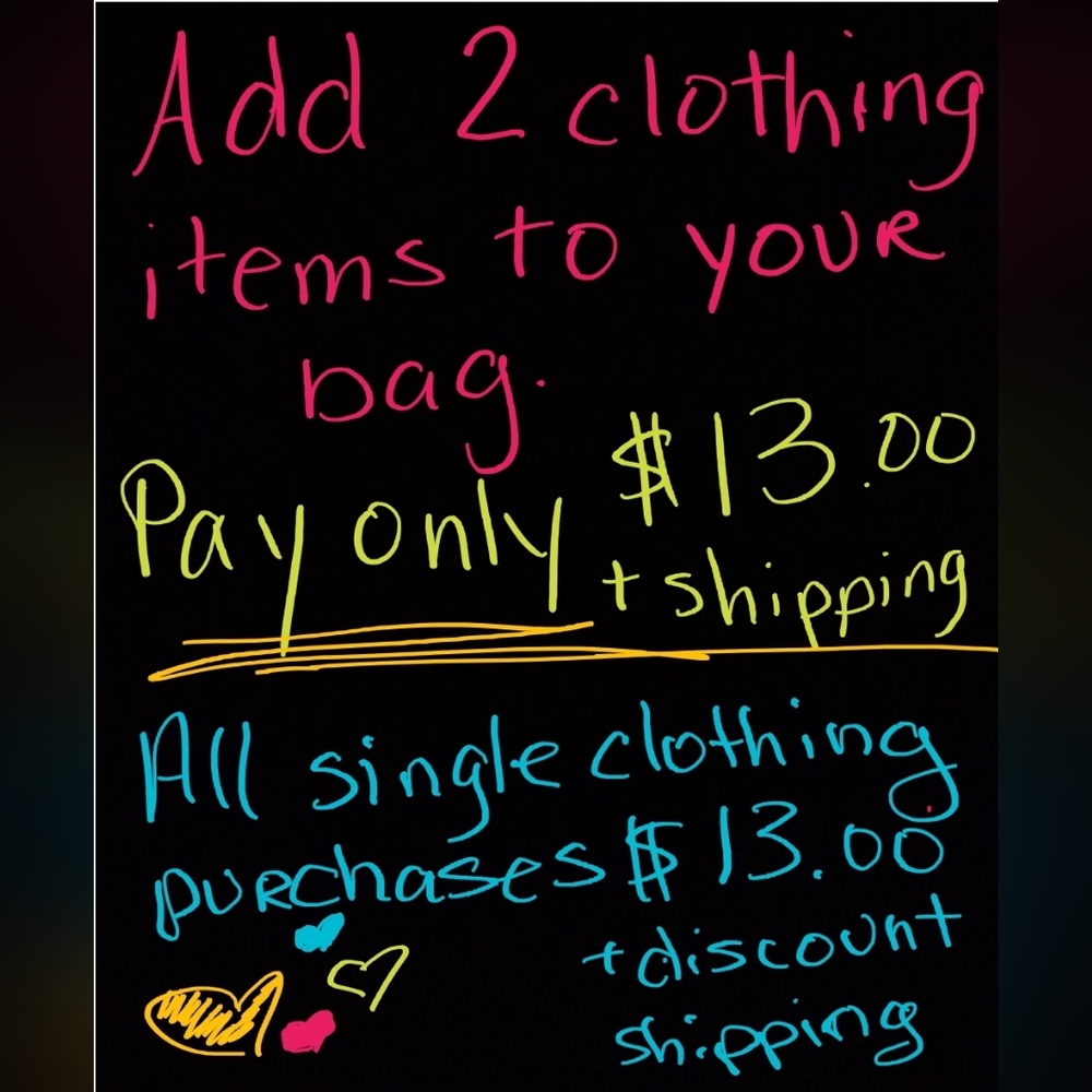 CLOTHING only $13.00+shipping